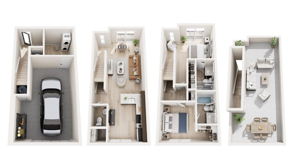 Floor plan for 2 beds, 2.5 baths, 1330 sqft